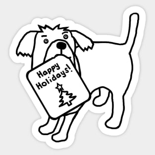 Cute Dog says Happy Holidays Christmas Minimal Sticker